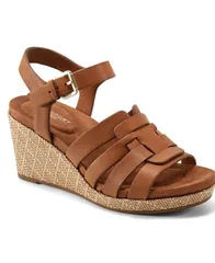 ロックポート レディース シューズ サンダル Rockport Womens Bessa Open Toe Strappy Wedge Sandals Cognac Leather