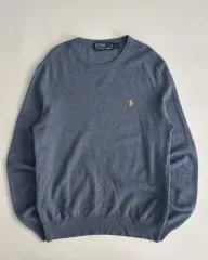 S ポロ ラルフローレン ブルー コットン クルーネック ニット セーター