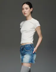 GLOWNY g クルーネックTシャツ ストライプ (M)