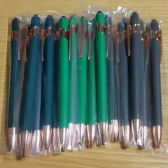 激安！！！新品 タッチペン付きボールペン 企業名なし 15本 書きやすさ抜群  金×緑系のサムネイル