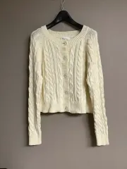 アイボリー ケーブル編み カーディガン