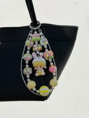 うさぎ ハンドメイド ビーズ バッグ ストラップ キーホルダー イェロー