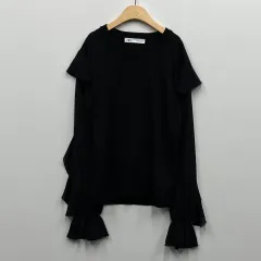 ザラ ブラック ラッフル 長袖Tシャツ