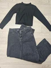 ハイウエストジーン クロップドTシャツ セット