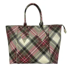 VivienneWestwood(ヴィヴィアンウエストウッド) ハンドバッグ - ピンク×カーキ チェック柄