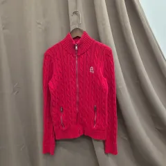 ローレン ラルフローレン ケーブル ニット ジップアップ カーディガン M