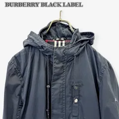 BURBERRY BLACK LABEL モッズコート M 黒 ノバチェック フード付き バーバリー ブラックレーベル