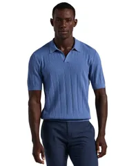ペリーエリス メンズ トップス ポロシャツ Perry Ellis Mens Johnny Collar Stripe Polo Shirt Dutch Blue ブルーのサムネイル