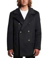 ゲス メンズ アウター ジャケット・ブルゾン ナイロン コート GUESS Mens Peacoat with Removable Nylon Hooded Inset Jet Black ブラックのサムネイル