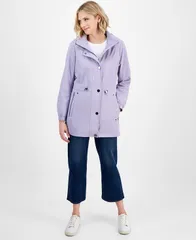 ロンドンフォグ レディース アウター ジャケット・ブルゾン コート London Fog Womens WaterResistant Hooded Anorak Coat Lilac ライラックのサムネイル