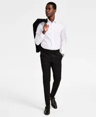 カルバンクライン メンズ ボトムス カジュアルパンツ ウール Calvin Klein MenskinnyFit Wool Blend Suit Pants Black ブラック