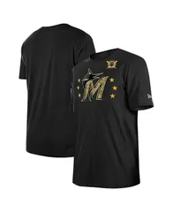 ニューエラ メンズ トップス Tシャツ New Era Mens Black Miami Marlins 2024Armed Forces Day TShirt Black ブラック