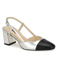 ナインウェスト レディース シューズ パンプス ヒール Nine West Womens Unda Block Heel Slingback Dress Pumps SilverBlack