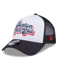 ニューエラ レディース アクセサリー 帽子 New Era Womens WhiteNavy Boston Red Sox Throwback Team Foam Front AFrame Trucker 9Forty Adjustable Hat White