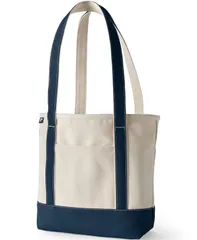 ランズエンド レディース バッグ Lands End Medium 5 Pocket Open Top Long Handle Canvas Tote Bag Naturalradiant navyのサムネイル