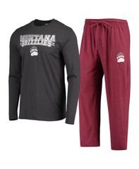 コンセプツ スポーツ メンズ トップス Tシャツ パンツ Conceptsport Mens Maroon Heathered Charcoal Distressed Montana Grizzlie