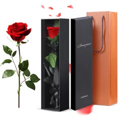 プリザーブドフラワー 一輪のバラ レッド 30cm プレゼント 紙袋入り プロポーズ 周年記念日プレゼント 彼女 妻 誕生日プレゼント 結婚記念日 母の日 ドライフラワー フラワー ギフトボックス入り メッセージカード付き 母親 友達 女性 プレゼント 枯れ 