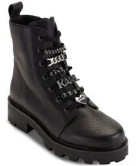 カール ラガーフェルド レディース シューズ ブーツ・レインブーツ KARL LAGERFELD PARIS Womens Mela Embellished Combat Booties Blackのサムネイル