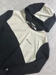 チャンピオン ブラック アイボリー バイカラー ロゴ フーディー