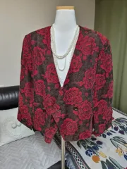 新品 ハイクオリティLINE カラー芸術 ローズジャガード ルーズフィット ジャケット