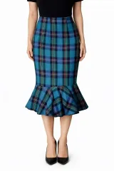 CHECK イン Mermaid フレア セミ ロング丈スカート