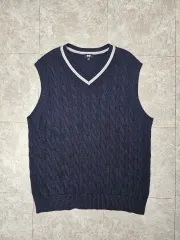 ユニクロ UNIQLO ネイビー ケーブル編み バギーニット BEST ベスト