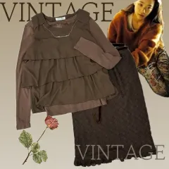 日本 ヴィンテージ エスニック ヒッピー ブラウン 森ガール 蒼井 優 レイヤード スカート コーディネートセット