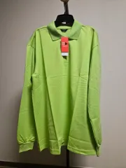 (新品) ライム色 メンズ 長袖 ポロTシャツ 2XL
