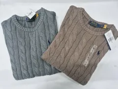 ポロ ラルフローレン ケーブル ニット ブラウン/グレー