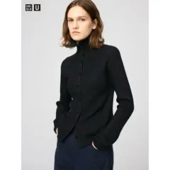 XL ユニクロ メリノブレンド ハイネック カーディガン