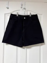 ブラック デニム バミューダ ハーフパンツ (2XL)