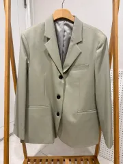 エキストラファインウール ジャケット セミオーバーサイズ ブレーザー オリーブグレー