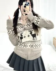 ヴィンテージ ノルディック ウール ニットジップアップ