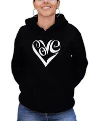 エルエーポップアート レディース トップス シャツ スウェット LA Pop Art Womens Hooded Word Art Script Love Heart Sweatshirt Top Black ブラック