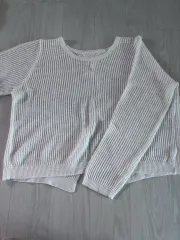 白 シースルー ニット 長袖Tシャツ