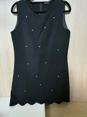 ブラック パール 装飾 ノースリーブ ONE PIECE