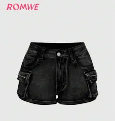 ブラック カーゴ デニム ハーフパンツ Sサイズ