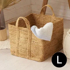 【送料無料】かご バスケット 持ち手 付き ジュート 麻 Lサイズ ナチュラル 収納 折りたたみ 可 荷物 入れ 衣類 おもちゃ ランドリー おしゃれ 北欧 アジアン 雑貨 34582