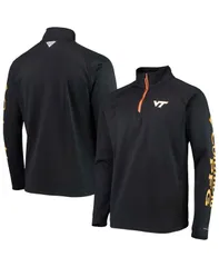 コロンビア メンズ アウター ジャケット・ブルゾン フリース ジャケット Columbia Mens Black Virginia Tech Hokies Terminal Tackle Fleece Raglan OmniShade QuarterZip J