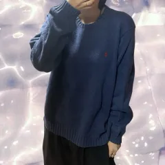ポロ ラルフローレン オーバーサイズ コットン ニット ネイビー ブルー XL 105