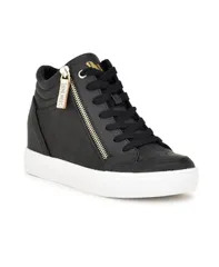 ナインウェスト レディース シューズ スニーカー Nine West Womens Tons High Top Hidden Wedge Sneakers Embossed White Gold Faのサムネイル
