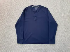 L.L.Bean エルエルビーン ヘンリーネック ネイビー ワッフル 長袖Tシャツ J04051