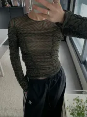 新品 ザラ シースルー シャーリング チュール Tシャツ パータン ブラウス