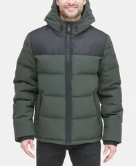 ダナ キャラン ニューヨーク メンズ アウター ジャケット・ブルゾン コート DKNY Mens MixedMedia Puffer Coat Dark Olive オリーブのサムネイル
