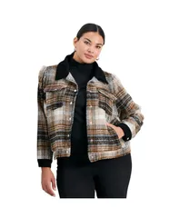 アベニュー レディース アウター ジャケット・ブルゾン クロップド AVENUE Womens Joss Plaid Cropped Jacket Charcoal チャコール