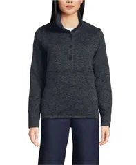 ランズエンド レディース アウター ジャケット・ブルゾン セーター フリース Lands End Womensweater Fleece Snap Neck Pullover Jacket Blackのサムネイル