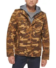 リーバイス メンズ アウター ジャケット・ブルゾン ジャケット Levis Men s Sherpa Lined Two Pocket Hooded Trucker Jacket Brown Camo ブラウン