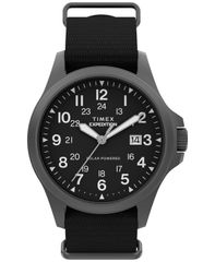 タイメックス メンズ アクセサリー 腕時計 Timex Mens Quartz Analog Black Fabric Watch 41mm Black ブラック