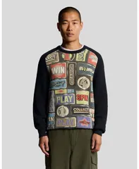 ライルアンドスコット メンズ アウター ニット・セーター クルーネック グラフィック Lyle Scott Mens Fruit Machine Graphicrew Neck Jumper Darkのサムネイル