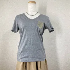 ギルドプライム スター刺繍 Vネック Tシャツ 34 グレー GUILD PRIME 三陽商会 星 ワンポイント 半袖 カットソー 美シルエット